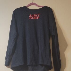 Black Long Sleeve Shirt with Red 'Saint Pablo' Print
